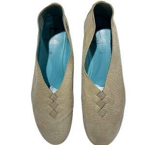 Genuine THIERRY RABOTIN Beige Lizard Embossed Leather Ballet Flats Size 40 EU